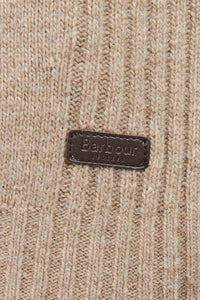 Barbour jumper Nelson essential half zip in stone MKN0863ST51 leather