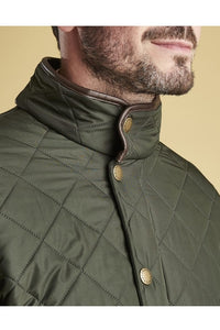 Barbour Powell Mens Quilted jacket -Sage/Olive-New-MQU0281GN72 collar