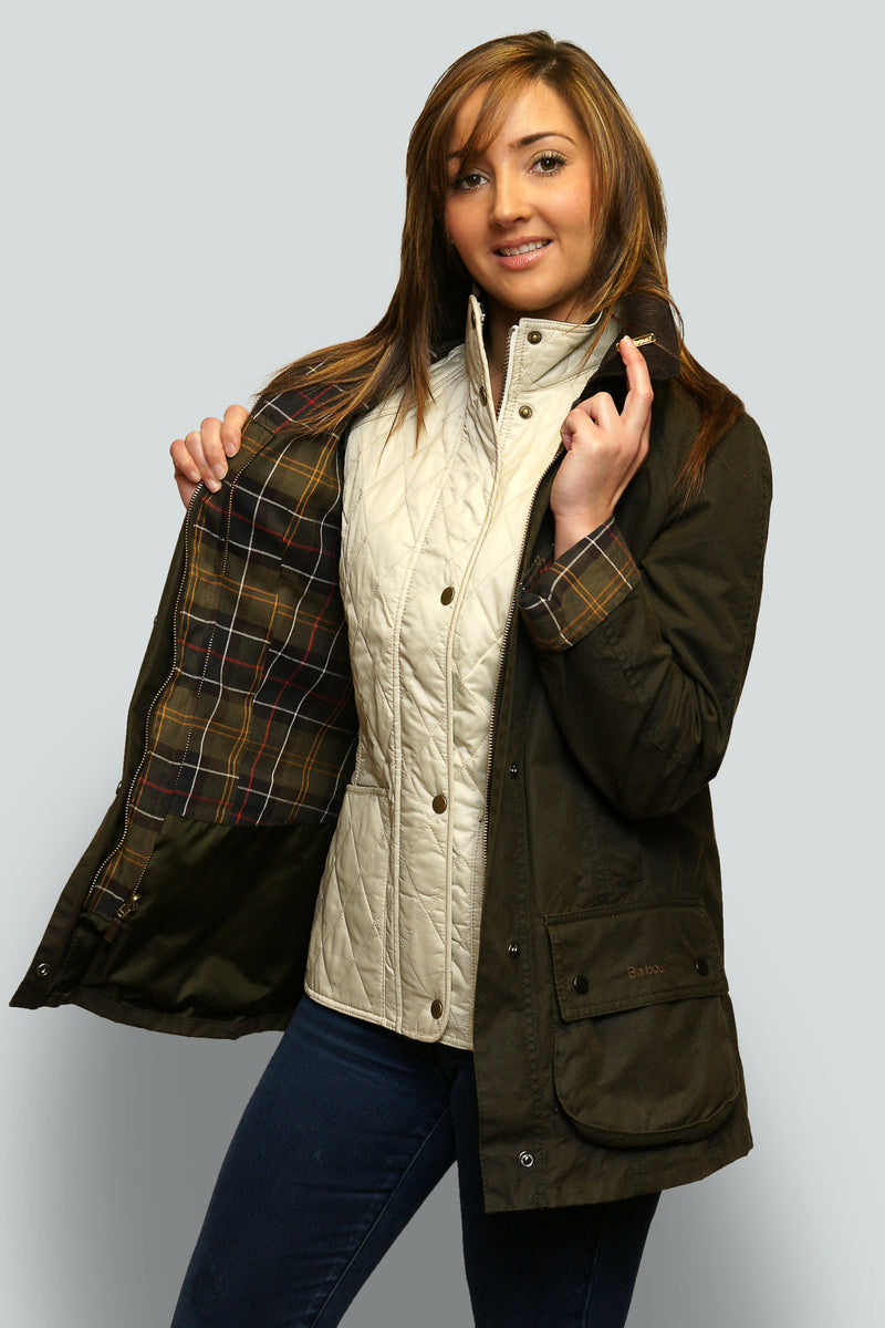Barbour Classic Beadnell Ladies Wax Jacket Olive Green