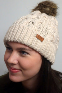 Barbour Beanie hat Penshaw cable knit in Blush Pink LHA0386PI15