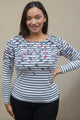 Barbour Bowfell Ladies Top in White and Navy LML0637WH31 navy stripe