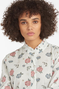 Barbour Ladies Shirt-Bowland-Off White-Floral Pattern-LSH1410WH12 neckline