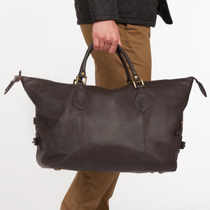 Barbour Travel Bag Explorer Weekend Bag Medium - Chocolate Brown Leather - UBA0008BR91 fashion
