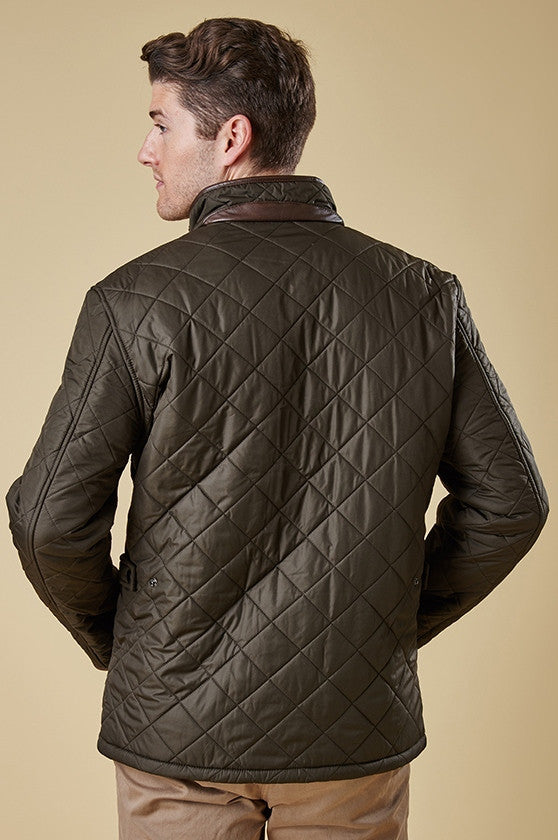 Buy brilliant Barbour Powell Mens Olive Green Quilted Jacket at