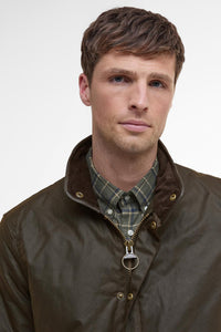 Barbour Prestbury Mens wax jacket in Olive MWX0726OL71 collar