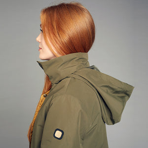 Toggi Cedar long Waterproof coat in Khaki by Toggi hood