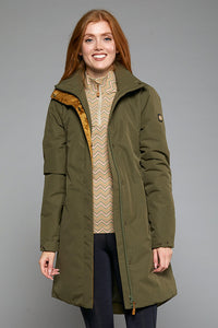 Toggi Cedar long Waterproof coat in Khaki by Toggi open