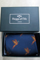 Silk Tie Navy with Pheasants by Hoggs of Fife STIE/NV/1