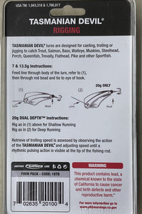 Tasmanian Devils spinning 4 pack assorted 13g weight Irish Devils 18TB