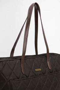 Barbour Bag Quilted Tote bag in dark Brown Olive  LBA0395OL75 straps