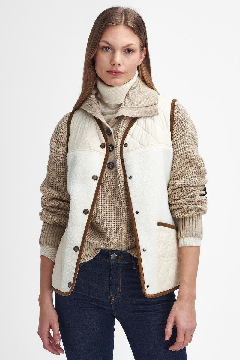 Barbour Gilet Brambles Fleece in Cream Winter pearl LFL0074CR11 ...