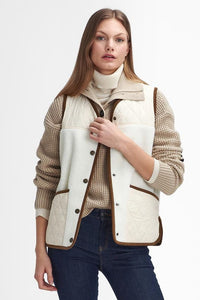 Barbour Gilet Brambles Fleece in Cream Winter pearl LFL0074CR11 open