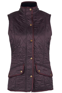 Barbour Cavalry Gilet in Classic Black Cherry purple LGI0016PU95 length