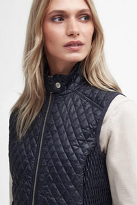 Barbour Gilet Swallow Ladies in Dark Navy LGI0163NY91 neck