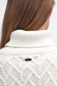 Barbour Jumper Clarence Cable Knitted Jumper in Aran LKN1563WH51 logo