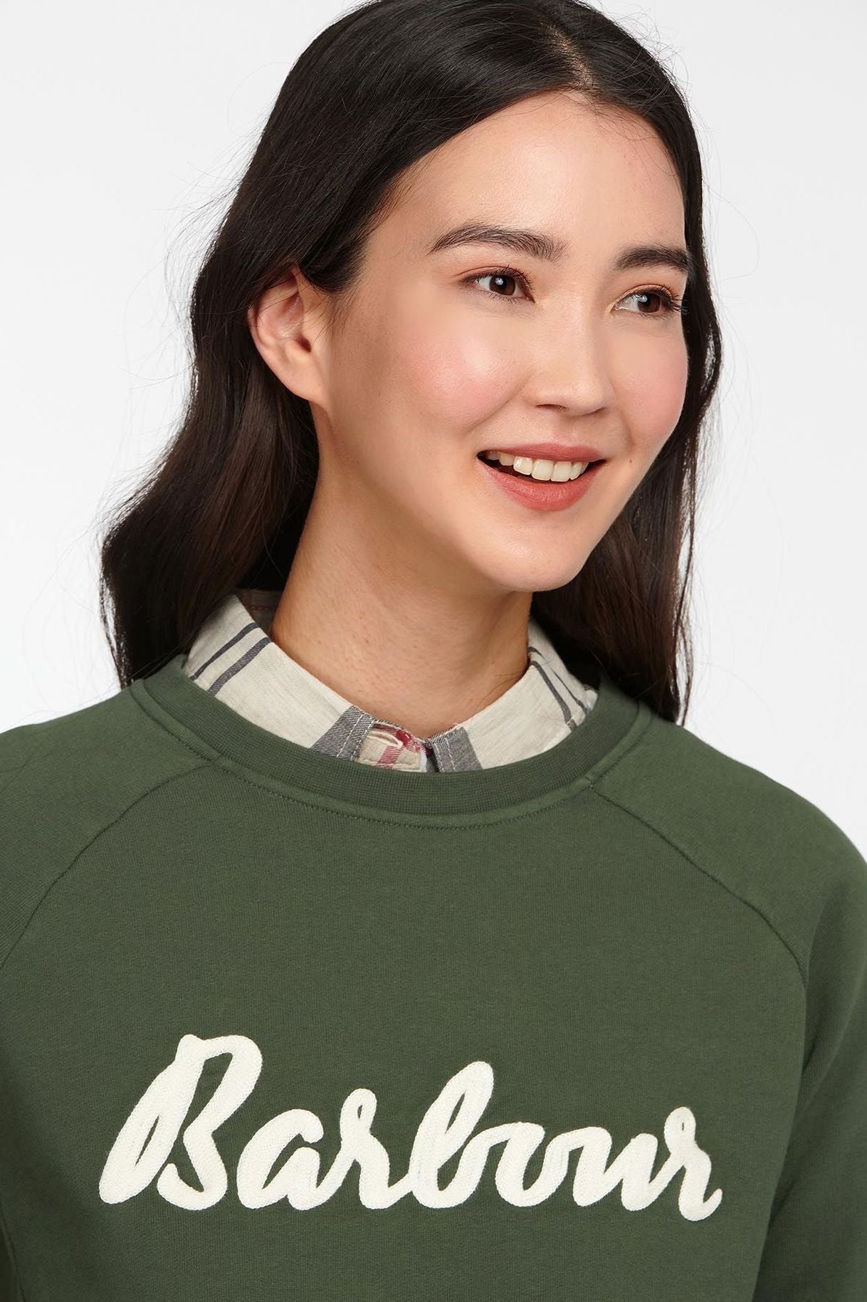 Barbour Ladies Top Otterburn overlayer in Olive Green LOL0194OL51