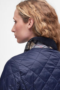 Barbour Deveron Quilted Jacket in Navy pale pink LQU1012NY71 collar
