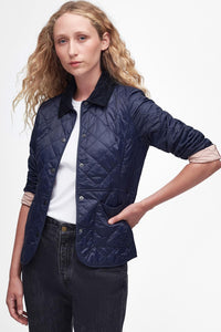 Barbour Deveron Quilted Jacket in Navy pale pink LQU1012NY71 style