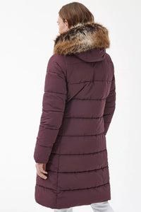 Barbour Grayling Ladies Quilted jacket with hood in Black Cherry LQU1641PU51 length
