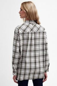 Barbour Angelonia Oversized long sleeve Shirt in Olive /pink Check LSH1614OL51 back