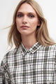 Barbour Angelonia Oversized long sleeve Shirt in Olive /pink Check LSH1614OL51 collar