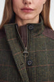 Barbour Gilet Glades Ladies wool Gilet in Olive tartan tweed LWO0239OL91 collar
