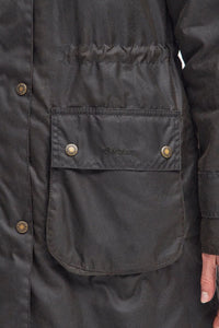 Barbour Ladies wax coat NEW Long Cannich in Olive LWX1264OL71 logo