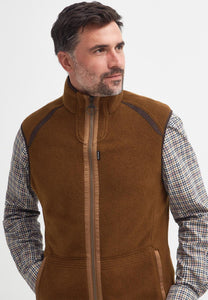 Barbour Gilet Langdale Mens fleece Gilet-Rust Brown MFL0079BR51 neck