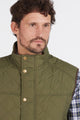 Barbour Gilet the Explorer in Mid Olive MGI0043OL51 collar