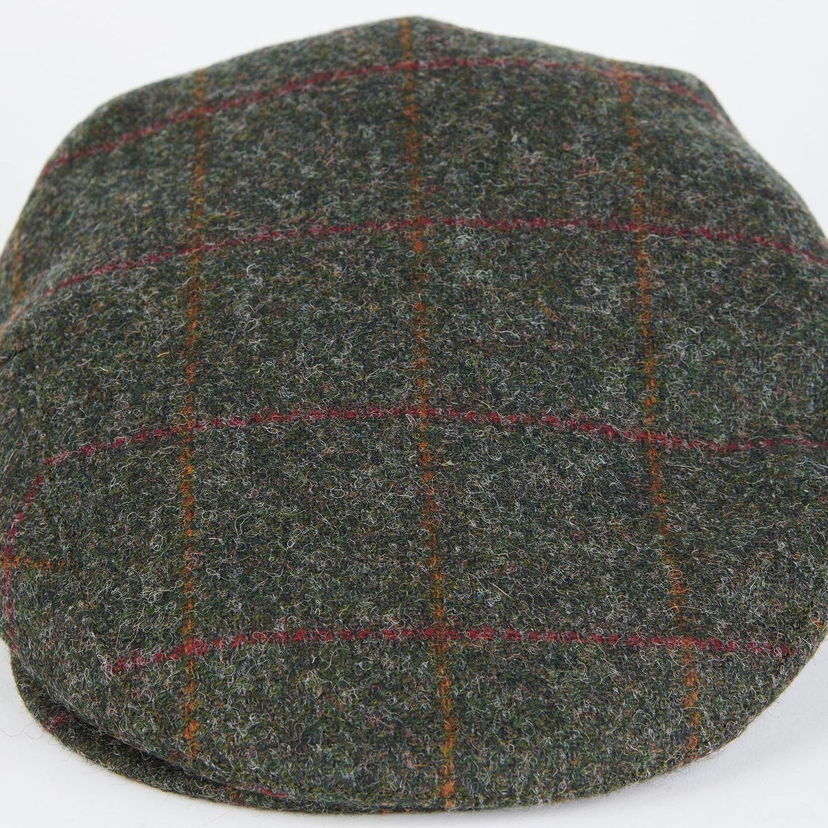 Barbour Cap Crieff Flat cap in Olive/Red wool overcheck MHA0009OL52 ...
