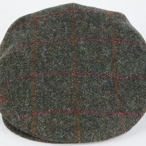 Barbour Cap Crief Flat cap in Olive/Red wool overcheck MHA0009OL52 check