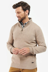 Barbour jumper Nelson essential half zip in stone MKN0863ST51 front