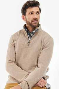 Barbour jumper Nelson essential half zip in stone MKN0863ST51 fawn