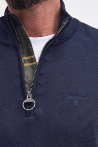 Barbour Jumper Cotton half zip in Navy MKN1074NY91 logo