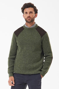 Barbour Jumper the Raisthorpe Crew neck in speckled Olive MKN1483OL51 length