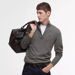 Barbour Sweater Tainsbury half zip in speckled olive MKN1641OL51