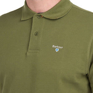 Barbour Polo Shirt Tartan Pique in Burnt Olive MML0012OL39 collar