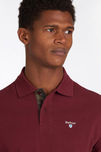 Barbour Polo Shirt Tartan Pique Polo in Ruby MML0012RE53 collar