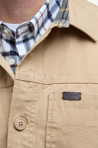 Barbour Overshirt Lingfield Canvas Overshirt in Dark Stone MOS0414ST52 logo