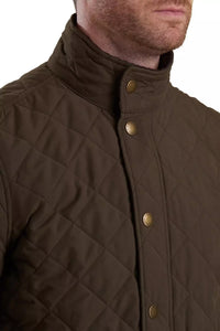 Barbour Shoveler mens quilted jacket in dark Olive MQU0784OL73 closed