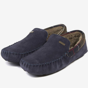 Barbour slippers Monty moccasin slippers in Navy Suede MSL0001NY52