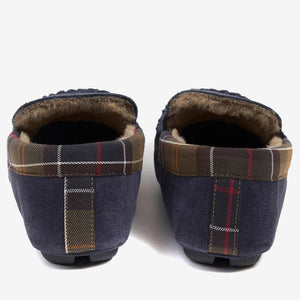 Barbour slippers Monty moccasin slippers in Navy Suede MSL0001NY52 heel
