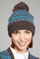 Toggi Beanie Hat Maddox Knitted Fairisle pattern in Teal mink front