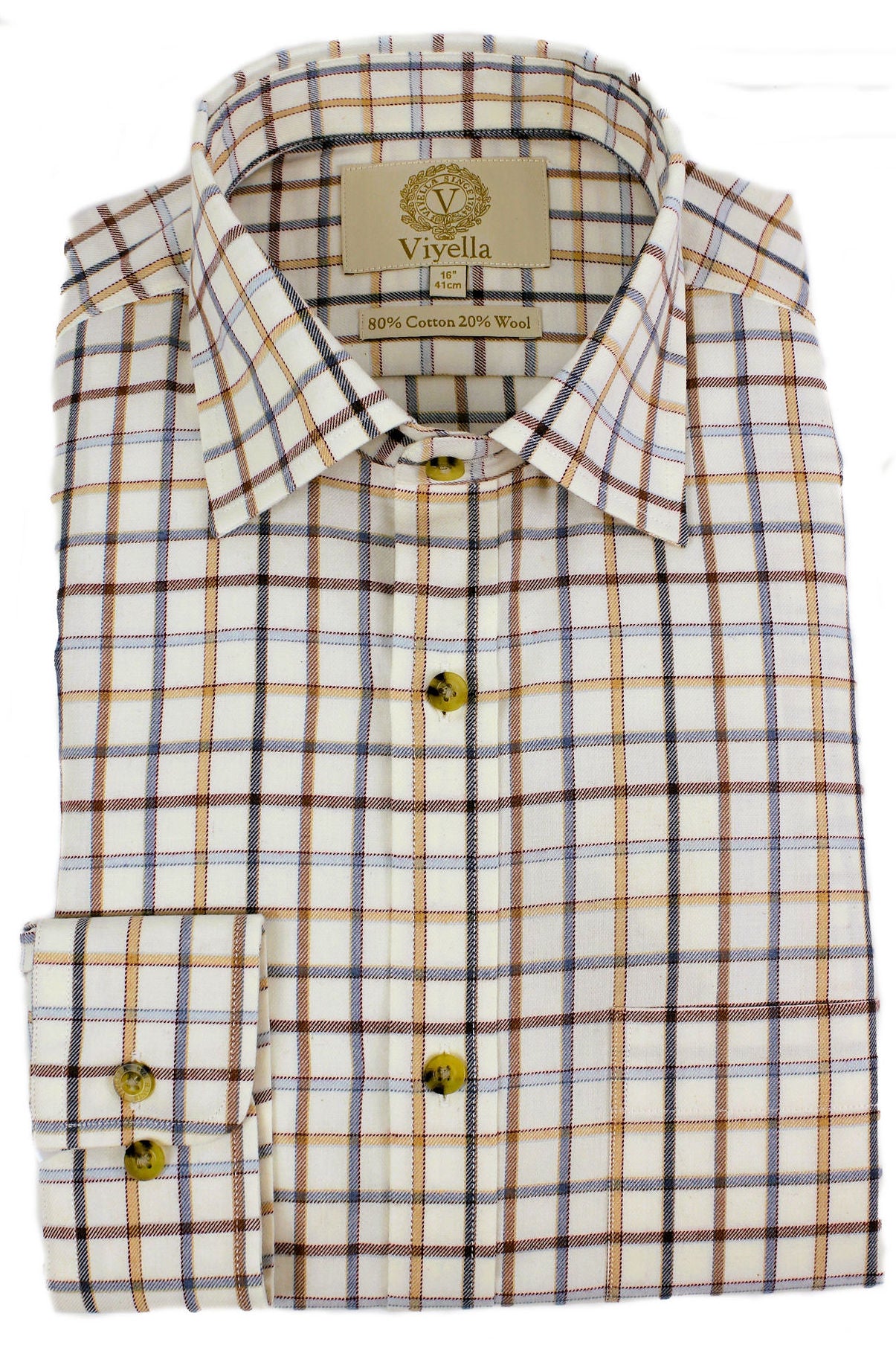Men's Checked Pattern Viyella Shirt Mens Check pattern in luxury wool/cotton mix Blue Brown ...