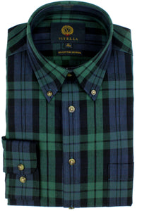 Viyella Shirt Mens BlackWatch in luxury wool/cotton mix VY7136-265