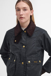 Barbour Beadnell Cropped short wax jacket in Sage LWX1403SG51