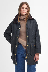 Barbour Long Beadnell Wax in Sage green LWX1404SG51
