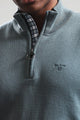 Barbour Jumper Cotton Half Zip in pale blue Vintage Teal MKN1074TE31 logo