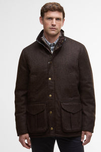 Barbour Tweed Hereford Tweed Wool in Rustic Brown Herringbone MWO0290BR71 front
