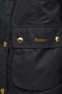 Barbour Beadnell Cropped short wax jacket in Sage LWX1403SG51 pocket